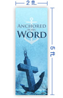 2x5 Vertical Church Banner of Anchor Cross