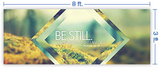 8x3 Horizontal Church Banner of Be Still And Know
