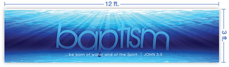 12x3 Horizontal Church Banner of Born of Water