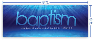 8x3 Horizontal Church Banner of Born of Water
