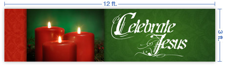12x3 Horizontal Church Banner of Candle Glow