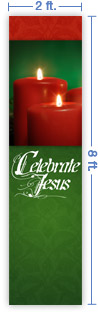 2x8 Vertical Church Banner of Candle Glow