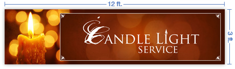 12x3 Horizontal Church Banner of Candle Light Service