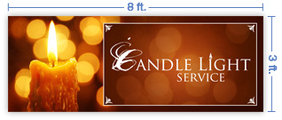 8x3 Horizontal Church Banner of Candle Light Service