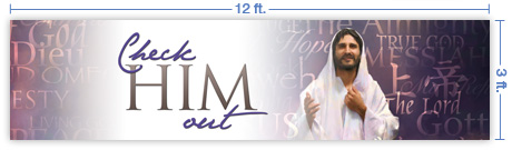12x3 Horizontal Church Banner of Check Him Out