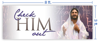 8x3 Horizontal Church Banner of Check Him Out