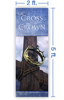 2x5 Vertical Church Banner of Cross & Crown