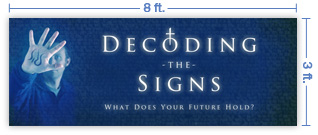 8x3 Horizontal Church Banner of Decoding the Signs
