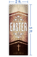 2x5 Vertical Church Banner of Easter Cross