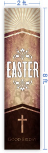 2x8 Vertical Church Banner of Easter Cross