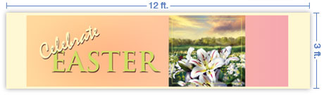 12x3 Horizontal Church Banner of Lilies of the Field