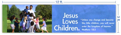 12x3 Horizontal Church Banner of God's Children