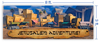 8x3 Horizontal Church Banner of Jerusalem Adventure