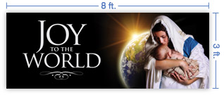 8x3 Horizontal Church Banner of Joy of the World