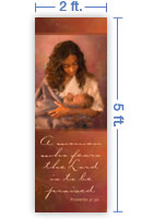 2x5 Vertical Church Banner of Mother & Child