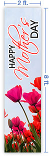 2x8 Vertical Church Banner of Mothers Day Tulips
