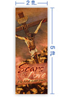 2x5 Vertical Church Banner of Scars of Love