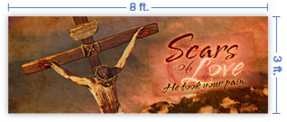 8x3 Horizontal Church Banner of Scars of Love