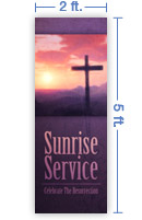 2x5 Vertical Church Banner of Sun Cross