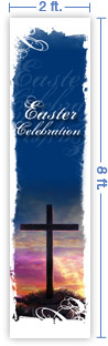 2x8 Vertical Church Banner of Sunrise Cross