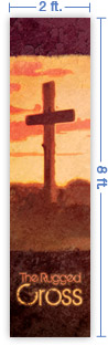 2x8 Vertical Church Banner of Sunset Cross