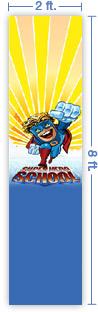 2x8 Vertical Church Banner of Superhero School