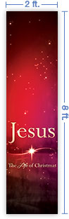 2x8 Vertical Church Banner of The Life of Christmas