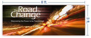 8x3 Horizontal Church Banner of The Road to Change
