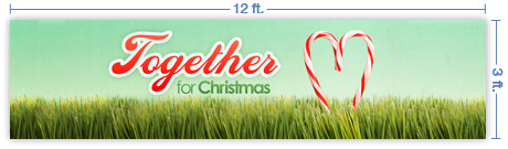 12x3 Horizontal Church Banner of Together For Christmas