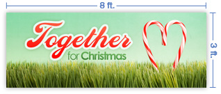 8x3 Horizontal Church Banner of Together For Christmas