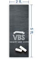 2x5 Vertical Church Banner of VBS Chalkboard