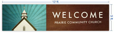 12x3 Horizontal Church Banner of Welcome To Church
