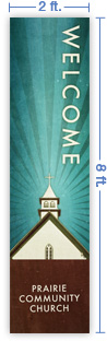 2x8 Vertical Church Banner of Welcome To Church