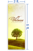 2x5 Vertical Church Banner of Welcome - Tree