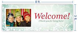 8x3 Horizontal Church Banner of Welcome - Winter Smiles