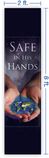 2x8 Vertical Church Banner of Whole World