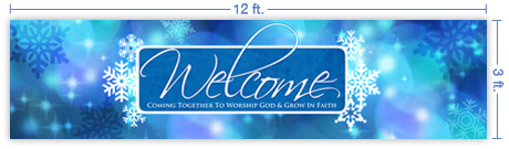 12x3 Horizontal Church Banner of Winter Welcome