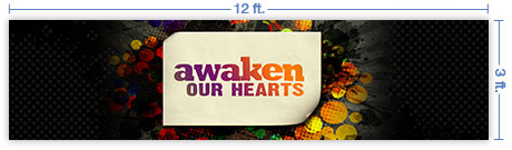 12x3 Horizontal Church Banner of Awaken Our Hearts