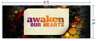 8x3 Horizontal Church Banner of Awaken Our Hearts