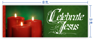 8x3 Horizontal Church Banner of Candle Glow