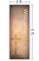 2x5 Vertical Church Banner of Cross Burst