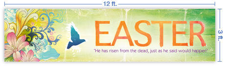 12x3 Horizontal Church Banner of Easter Peace