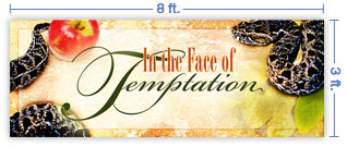 8x3 Horizontal Church Banner of Face of Temptation