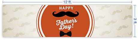 12x3 Horizontal Church Banner of Fathers Day Mustache
