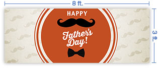 8x3 Horizontal Church Banner of Fathers Day Mustache
