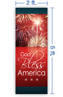 2x5 Vertical Church Banner of Fireworks