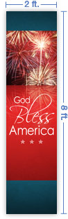 2x8 Vertical Church Banner of Fireworks