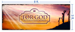 8x3 Horizontal Church Banner of For God So Loved