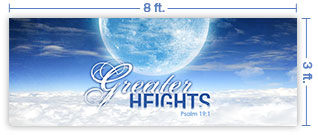 8x3 Horizontal Church Banner of Great Heights