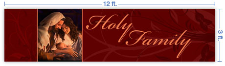 12x3 Horizontal Church Banner of Holy Family